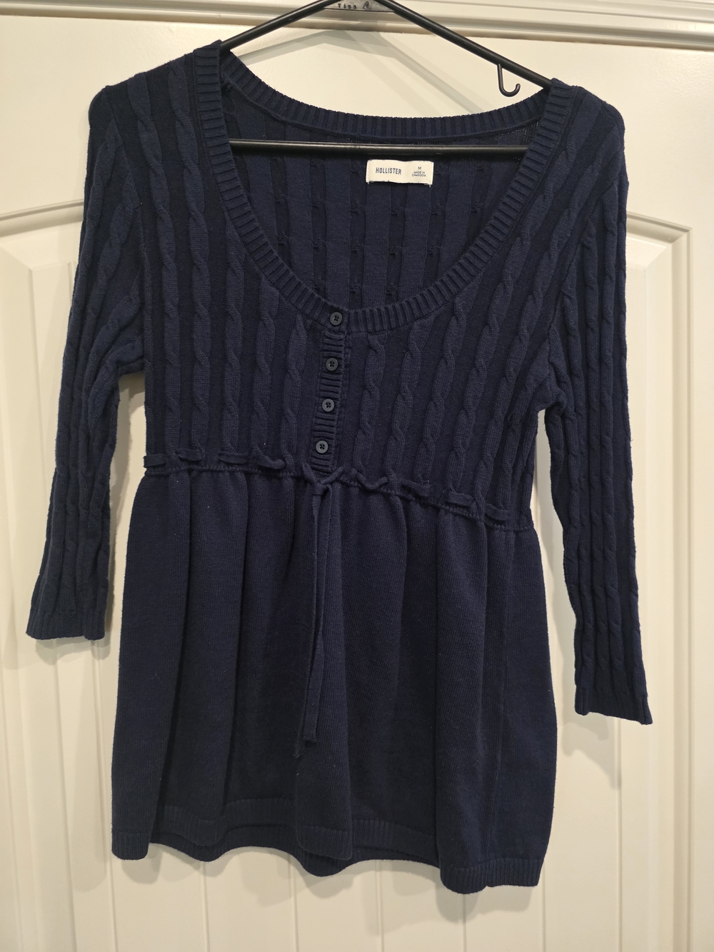 Hollister Navy Cable Knit Button Front Sweater